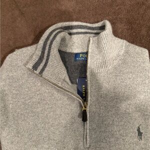 Ralph Lauren Light Gray Zip-Up Sweater